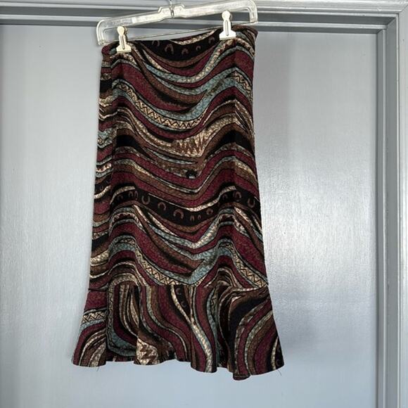 Christopher & Banks Brown Skirt Elastic Waist Pullon Flounce size Small - Picture 1 of 6